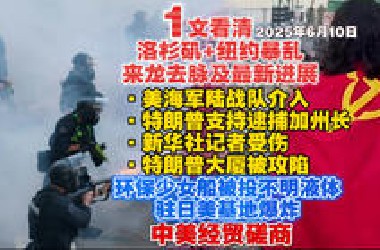【2025.6.10日】1文看清洛杉矶+纽约暴乱来龙去脉及最新进展：特朗普强势介入的本质；：环保少女帆船被裹挟至以色列；驻日美军最大空军基地发生爆炸事件