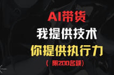 AI带货，我提供技术，你提供执行力（限200名额）！